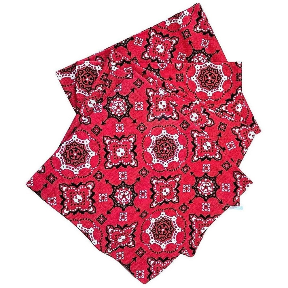 Western Americana Unbranded Bandana Print Cotton Fabric Fat Quarter Red 4pc